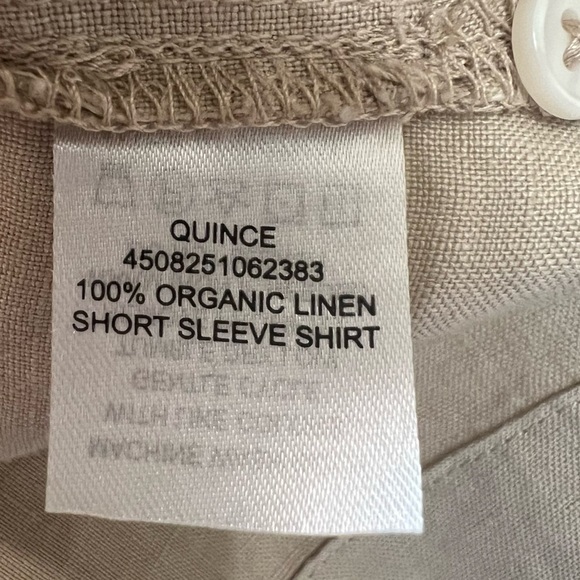 Quince 100% Organic Linen Short Sleeve Button Front Boxy Casual Shirt Women Larg - Picture 11 of 13